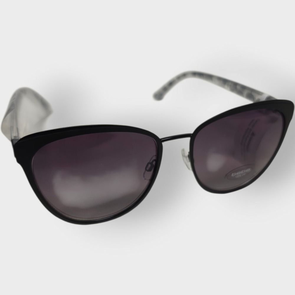 NEW BEBE BBOP2000 SUNGLASSES WOMENS METAL & PLASTIC BLACK OVERSIZED 001 FULL-RIM
